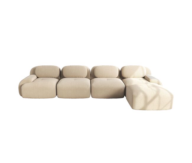 Sofá de canto para 4 pessoas - 32d almofadado de alta elasticidade, antiderrapante, com chaise longue, braços extra largos, combinável, sem montagem - bege