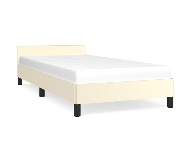 Estrutura de cama de solteiro para adultos c/ cabeceira 90x200 cm creme
