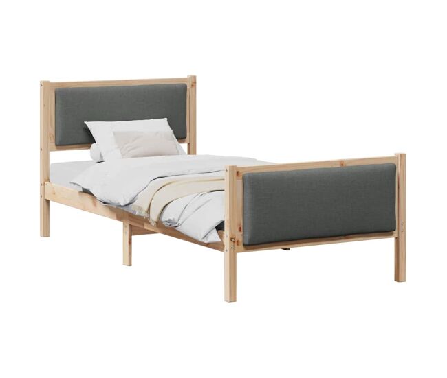 Estrutura de cama de solteiro para adultos com cabeceira cinza escuro 90 x 190 cm tecido