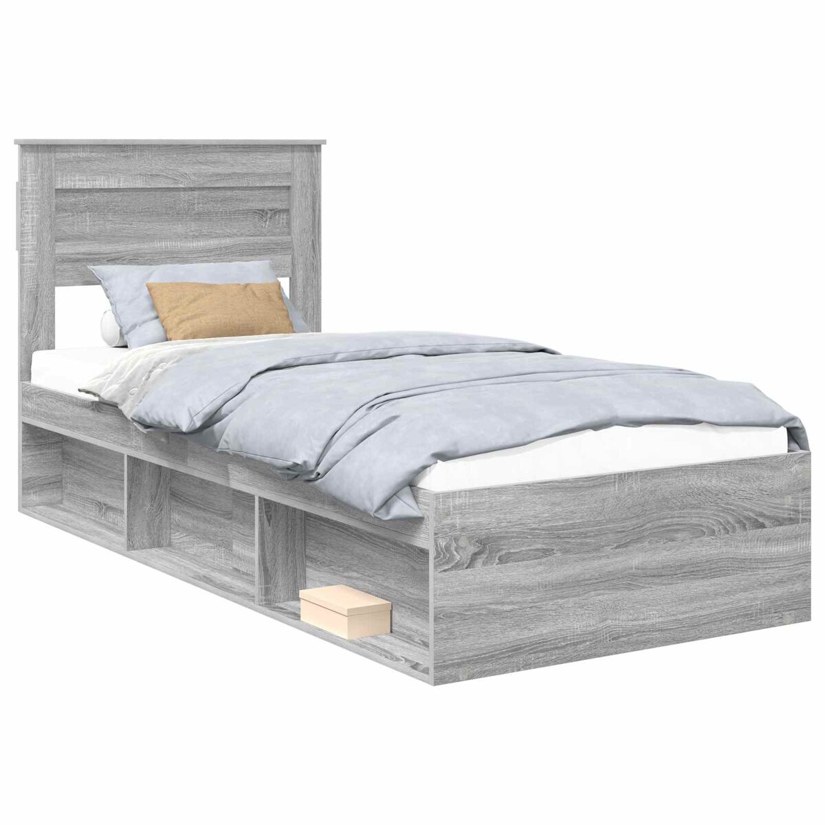 Estrutura de cama de solteiro para adultos com cabeceira - cinza sonoma 100 x 200 cm