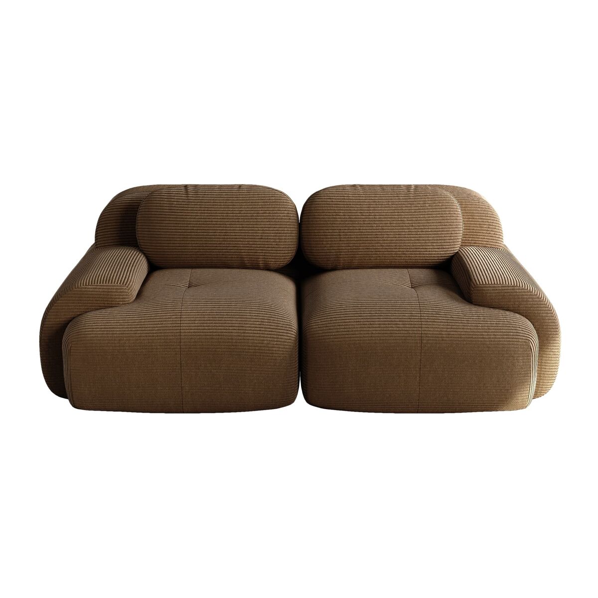 Sofá loveseat 82'' - modular com braços curvos e base antiderrapante - castanho