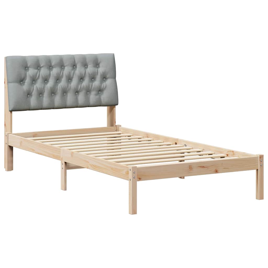 Estrutura de cama de solteiro para adultos com cabeceira - estofada castanho 100 x 200 cm