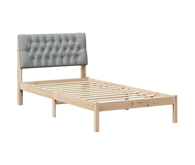 Estrutura de cama de solteiro para adultos com cabeceira - estofada castanho 100 x 200 cm