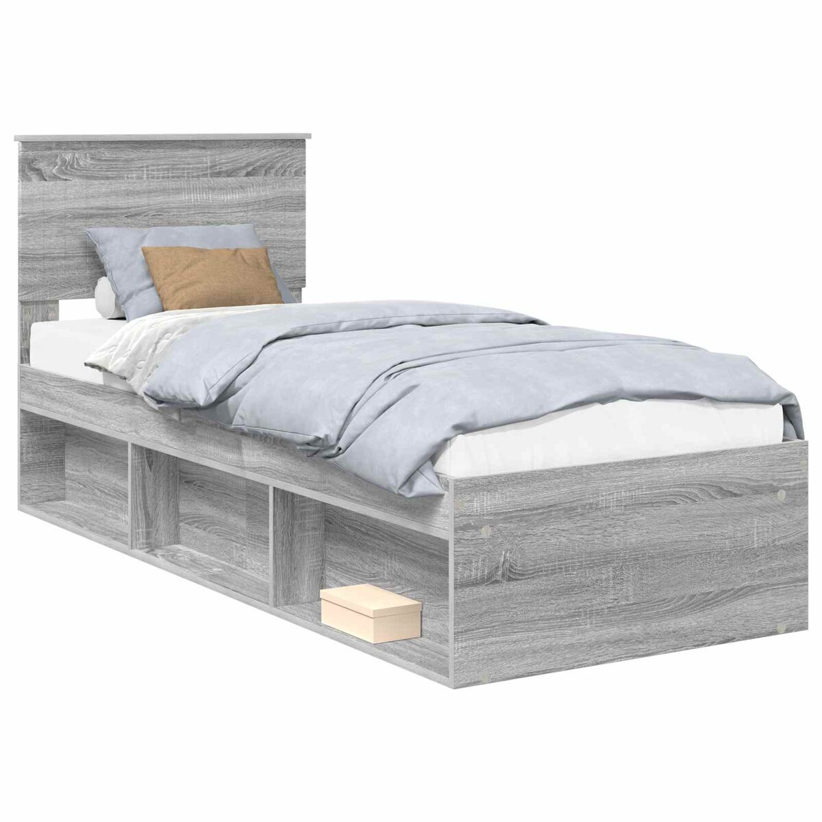 Estrutura de cama de solteiro com cabeceira - cinza sonoma 75 x 190 cm