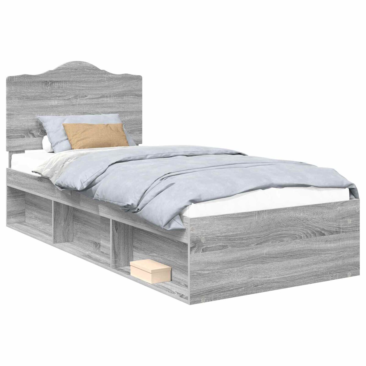 Estrutura de cama de solteiro com cabeceira - cinza sonoma 90 x 200 cm