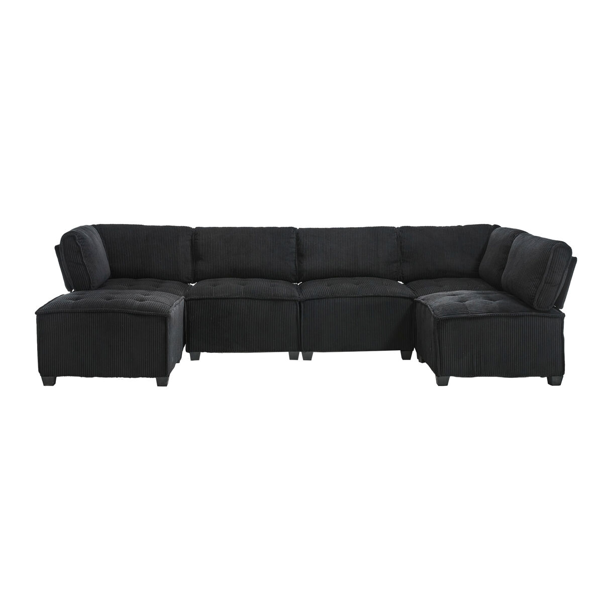 Sofá modular 308 cm - 6 lugares, veludo cotelê, ergonómico, com bolsos de arrumação, convertível em forma de u/l ou sofá-cama, estrutura em madeira e