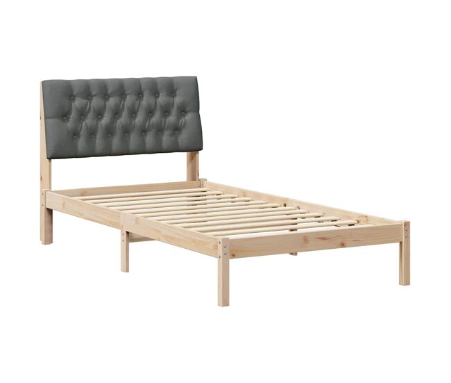 Estrutura de cama de solteiro para adultos com cabeceira - estofada castanho 100 x 200 cm
