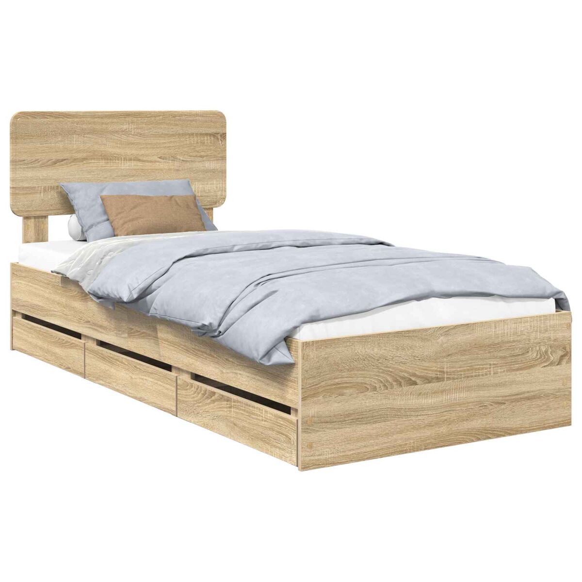 Estrutura de cama de solteiro moderno com cabeceira - carvalho sonoma 75 x 190 cm