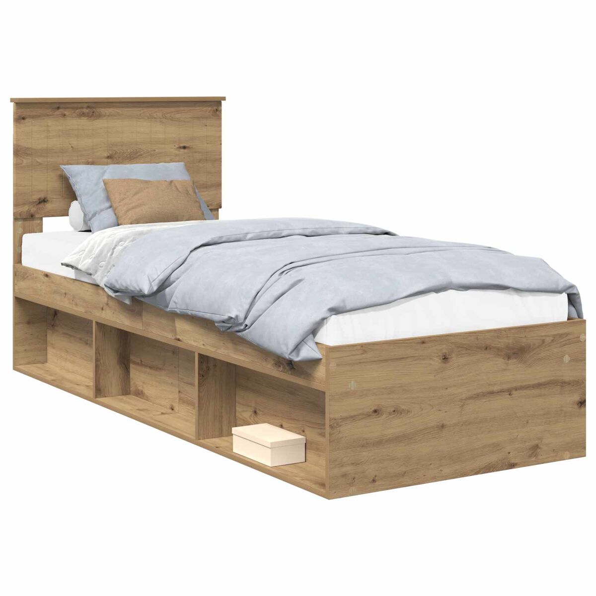 Estrutura de cama de solteiro moderno com cabeceira - carvalho artesanal 75 x 190 cm
