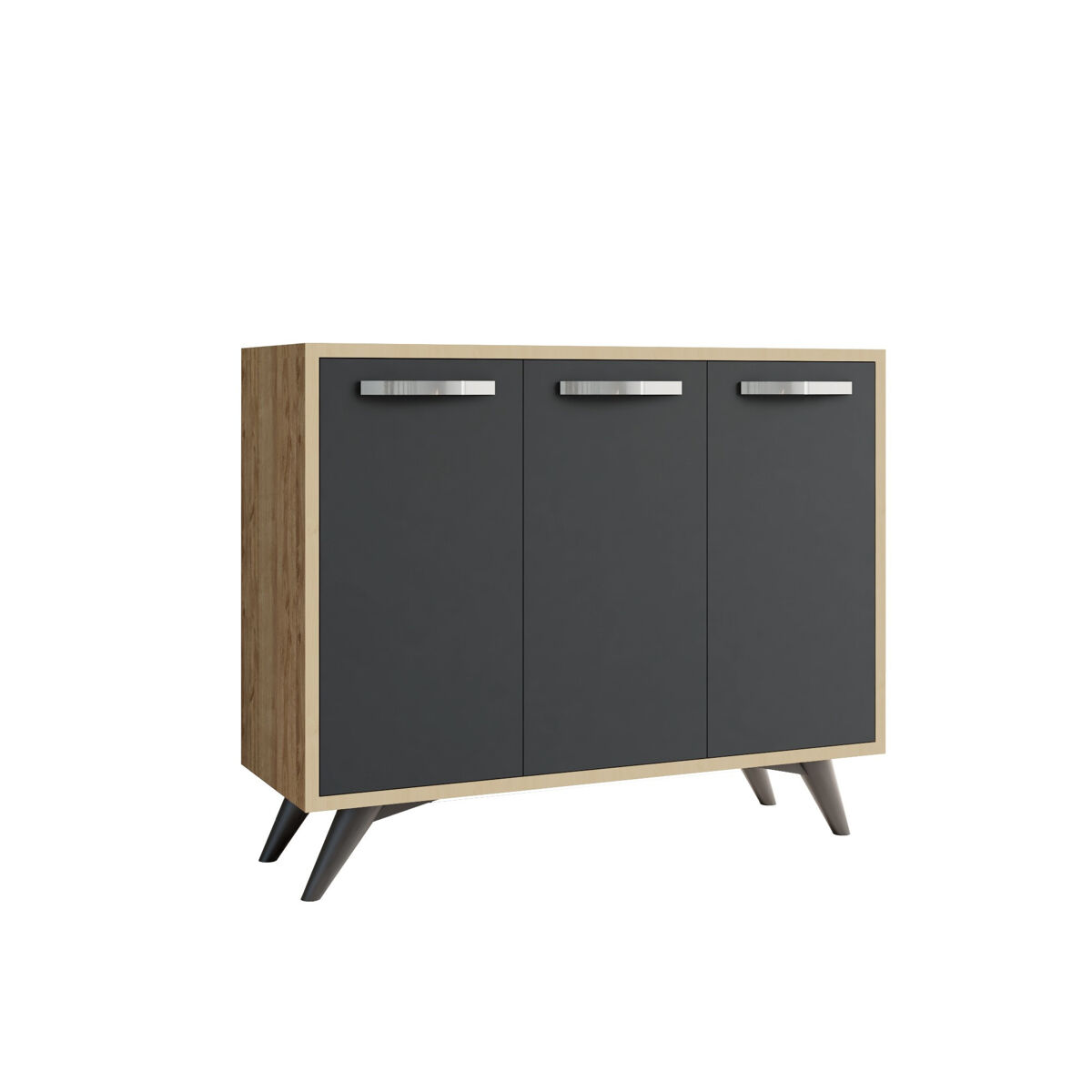 Aparador "piffa" em madeira - 100 x 35 x 82 cm - gris antracite