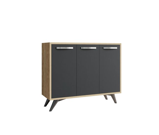Aparador "piffa" em madeira - 100 x 35 x 82 cm - gris antracite