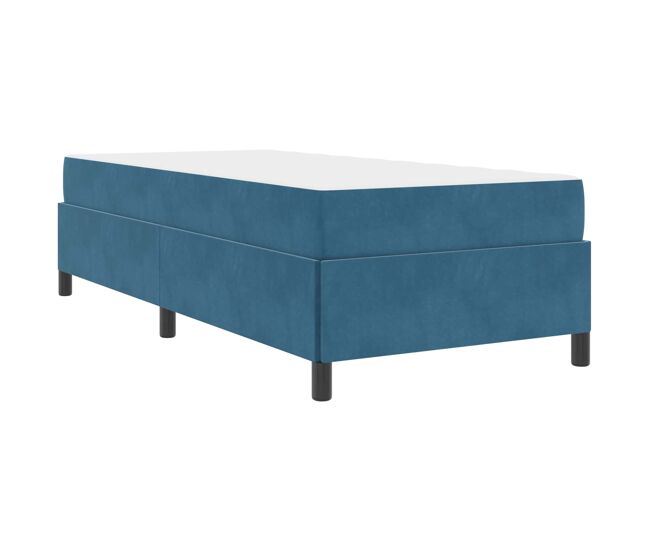 Estrutura de cama de solteiro para adultos com colchão azul escuro 90 x 190 cm tecido