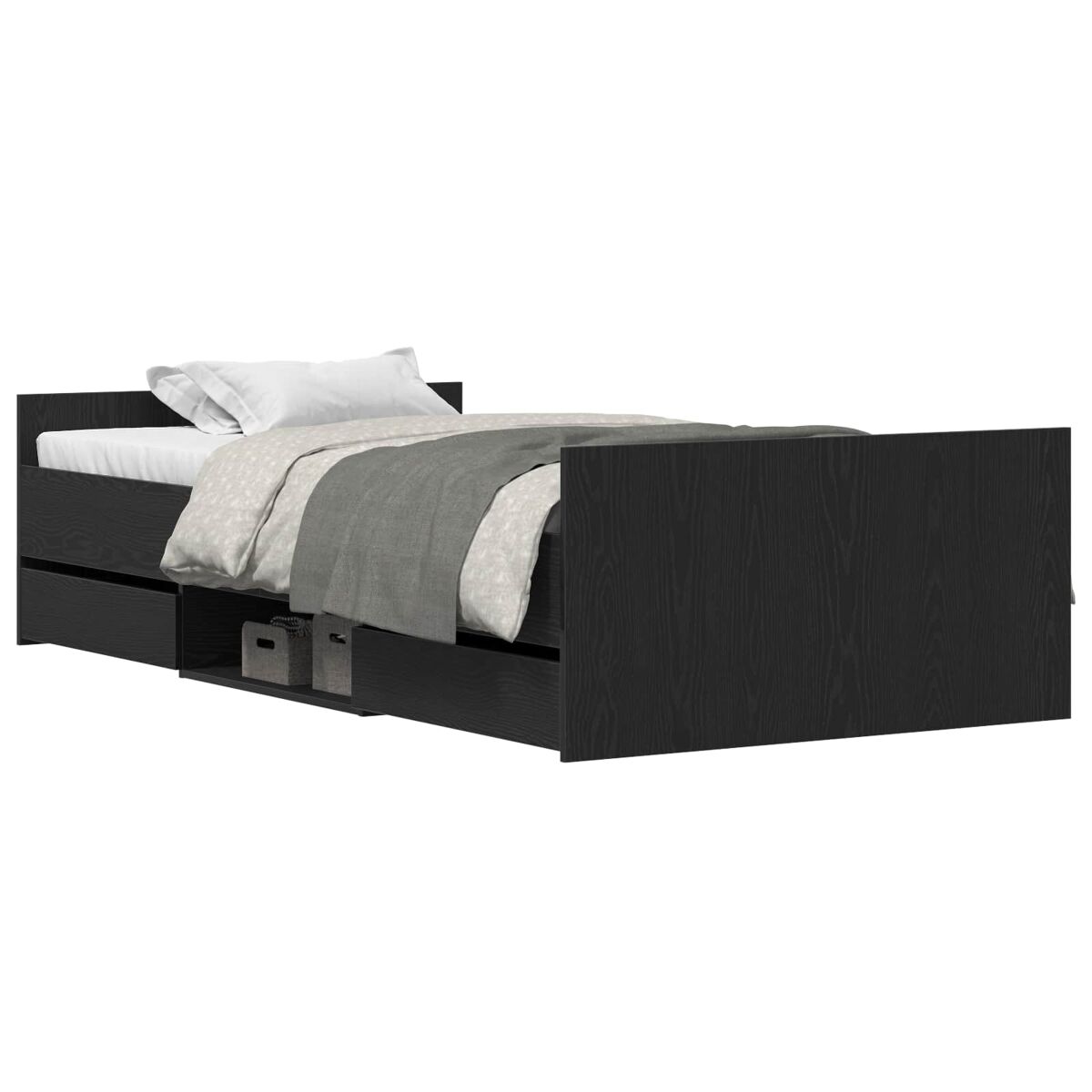 Estrutura de cama de solteiro para adultos com cabeceira carvalho preto 193 x 93 x 50 cm