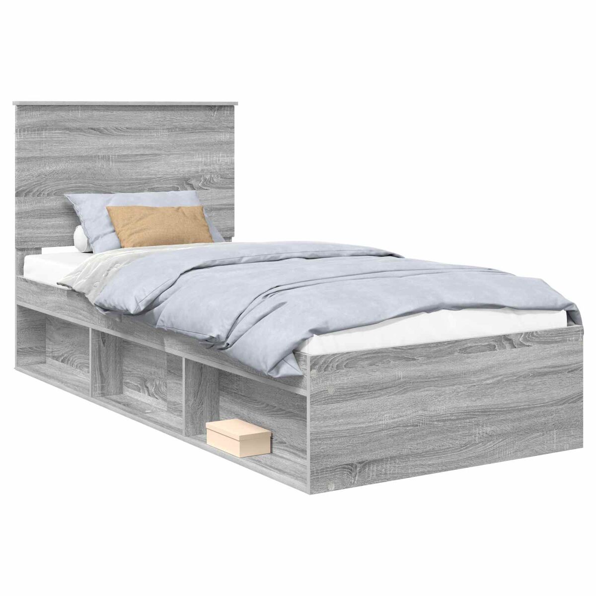 Estrutura de cama de solteiro para adultos com cabeceira - cinza sonoma 100 x 200 cm