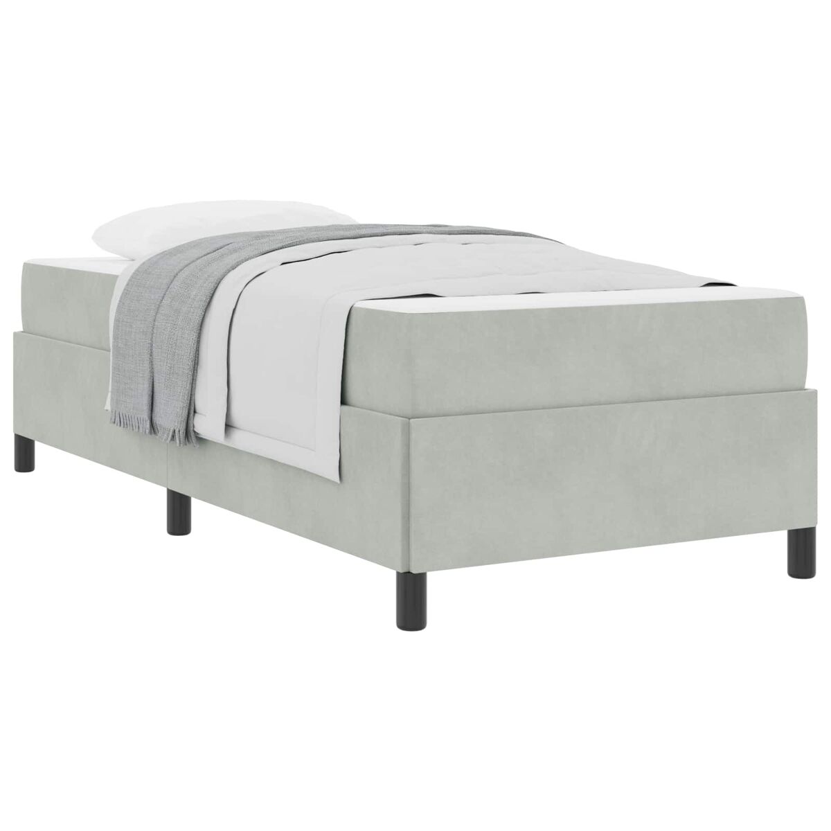 Estrutura de cama de solteiro design com colchão cinzento-claro 90 x 190 cm tecido