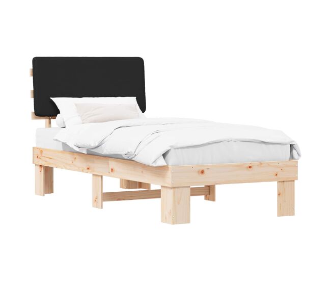 Estrutura de cama de solteiro para adultos com cabeceira - estofada preto 100 x 200 cm