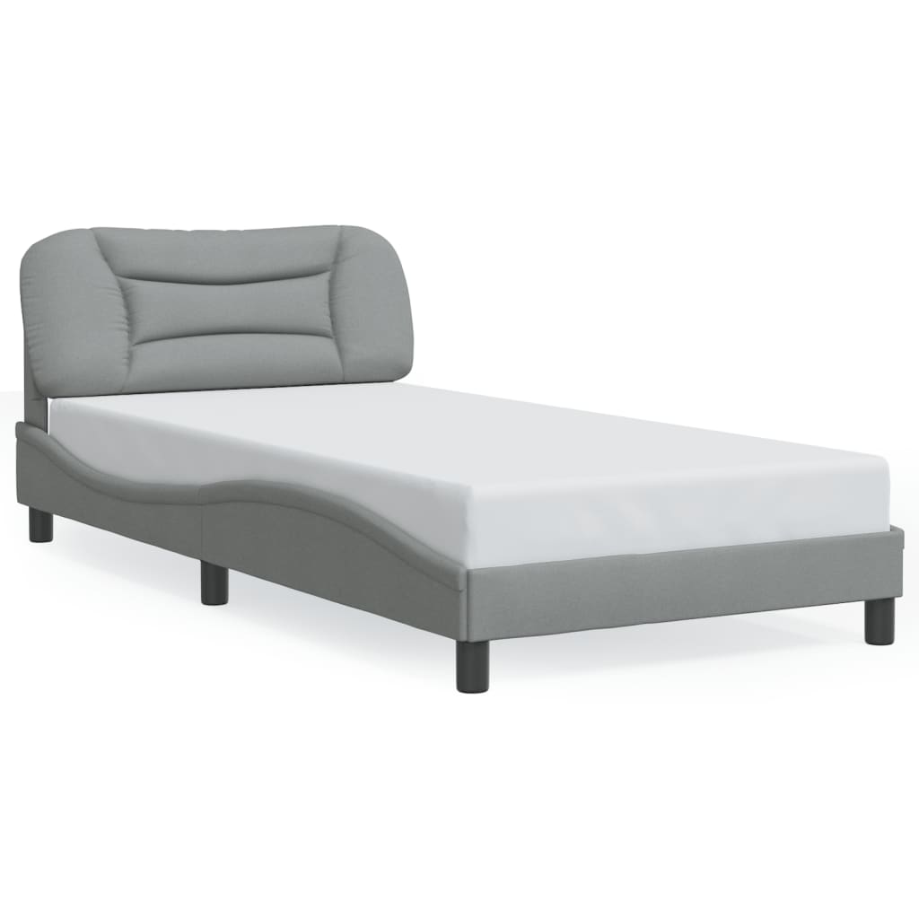 Estrutura de cama de solteiro para adultos com led 100x200 cm tecido