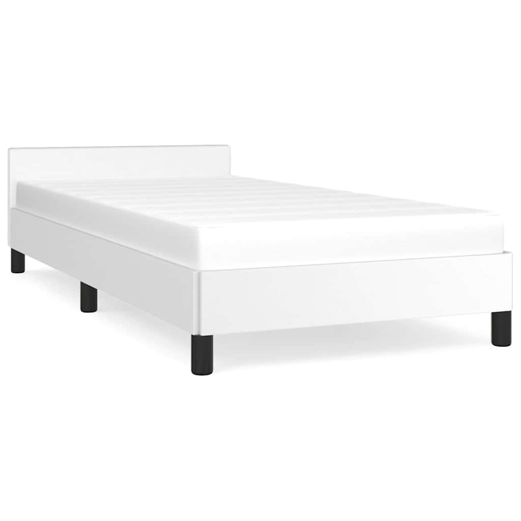 Estrutura de cama de solteiro para adultos c/ cabeceira 80x200 cm branco