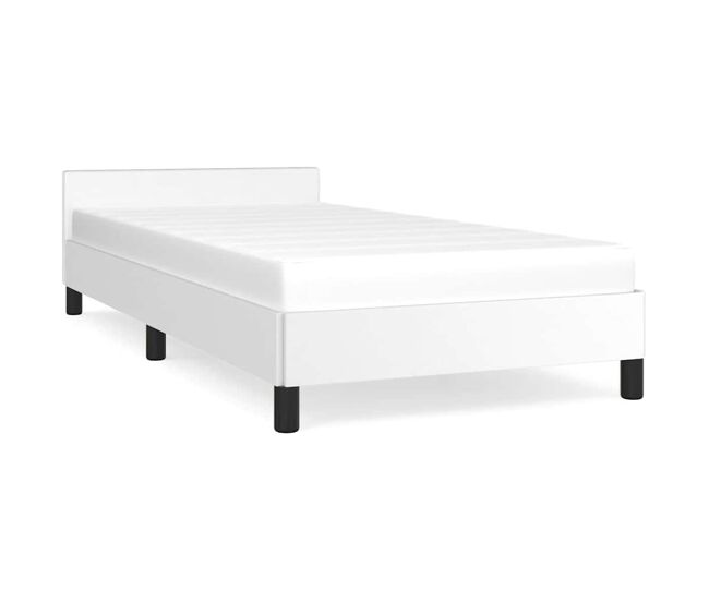 Estrutura de cama de solteiro para adultos c/ cabeceira 80x200 cm branco