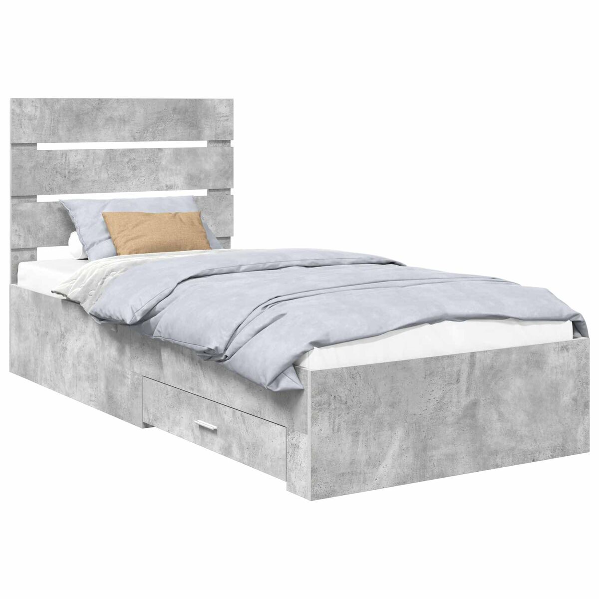 Estrutura de cama de solteiro para adultos cinzento 90 x 190 cm madeira processada