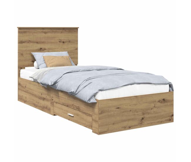 Estrutura de cama de solteiro moderno com cabeceira - carvalho artesanal 90 x 200 cm