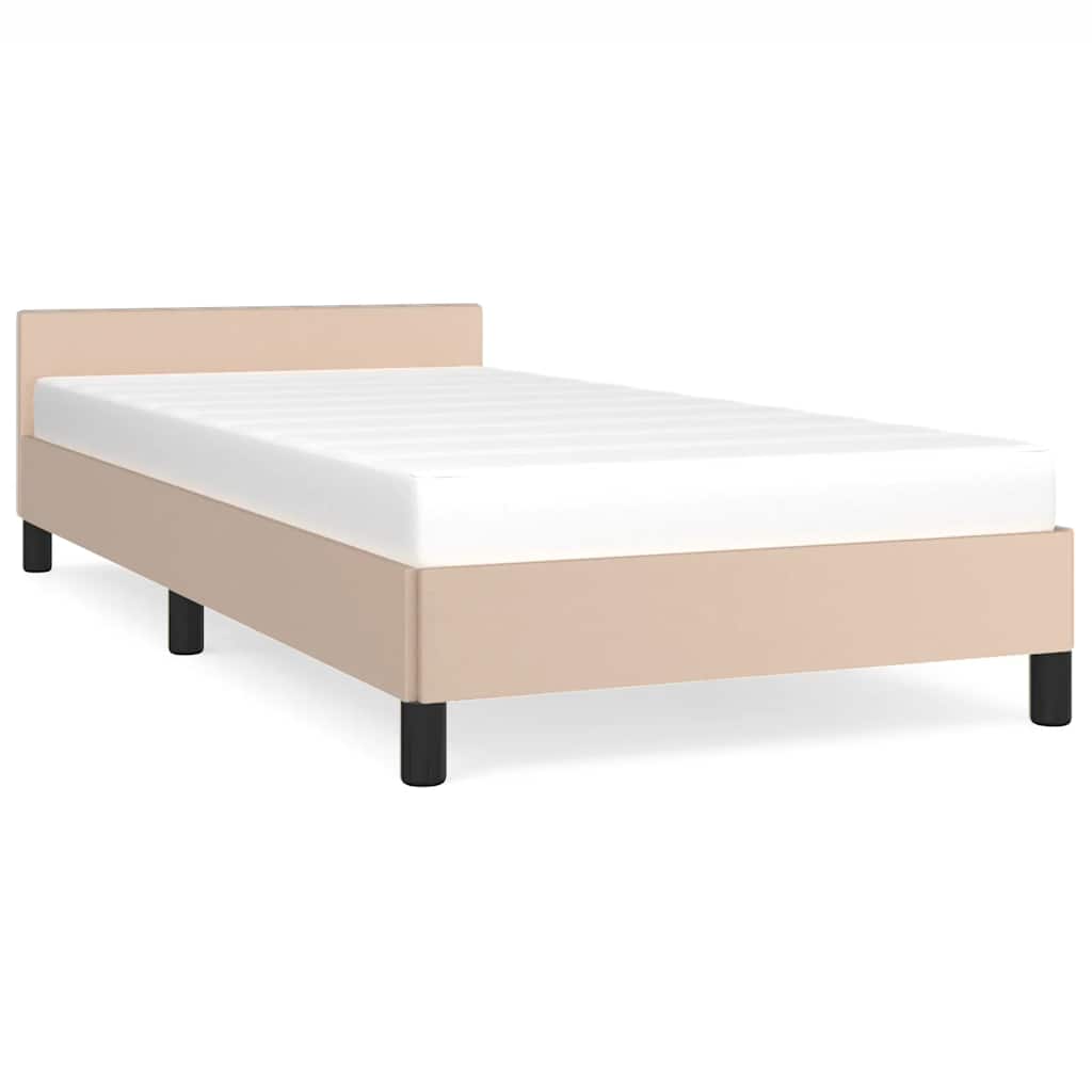 Estrutura de cama de solteiro para adultos c/ cabeceira 80x200 cm cappuccino
