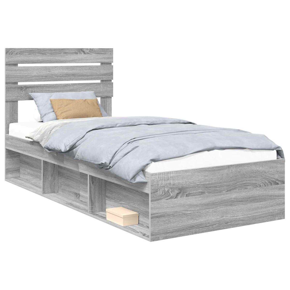 Estrutura de cama de solteiro com cabeceira - cinza sonoma 90 x 190 cm
