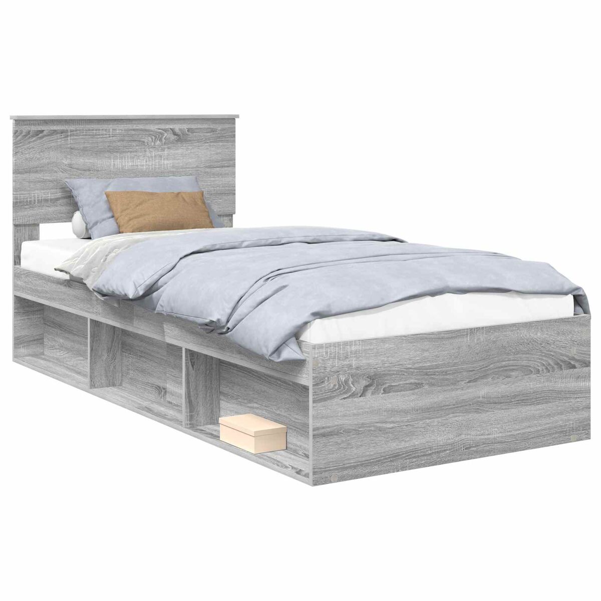 Estrutura de cama de solteiro com cabeceira - cinza sonoma 90 x 190 cm
