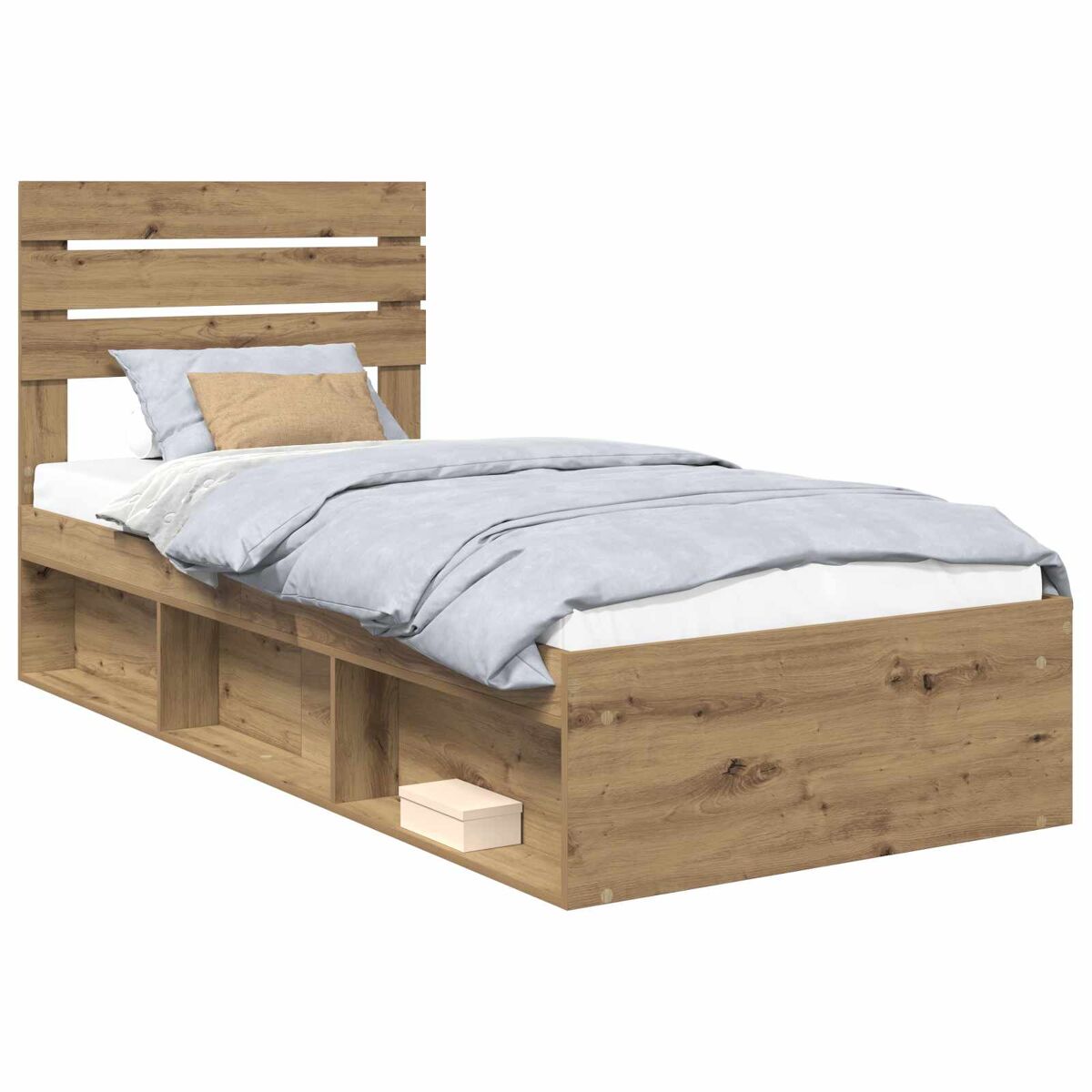 Estrutura de cama de solteiro moderno com cabeceira - carvalho artesanal 90 x 190 cm