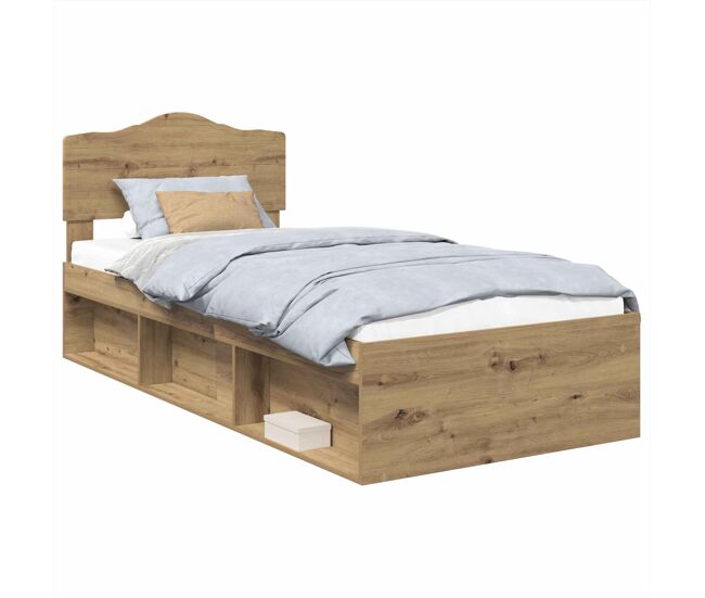 Estrutura de cama de solteiro moderno com cabeceira - carvalho artesanal 90 x 190 cm
