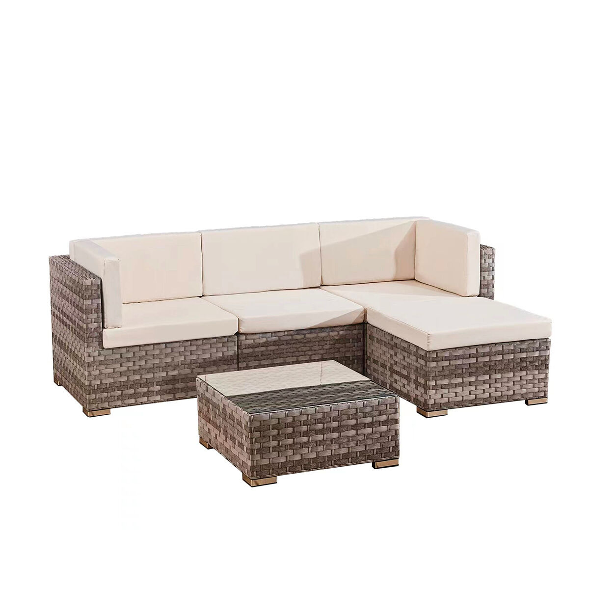 Conjunto de mobiliário de jardim napoli 4 lugares castanho