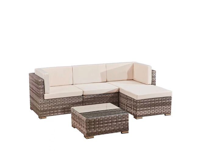 Conjunto de mobiliário de jardim napoli 4 lugares castanho