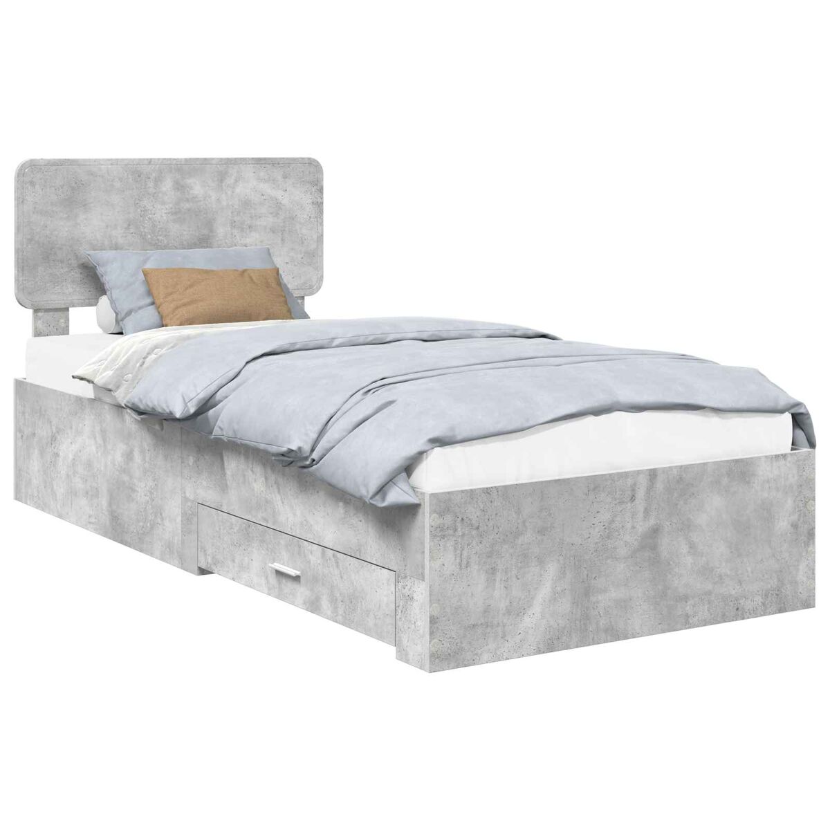 Estrutura de cama de solteiro para adultos cinzento 90 x 190 cm madeira processada