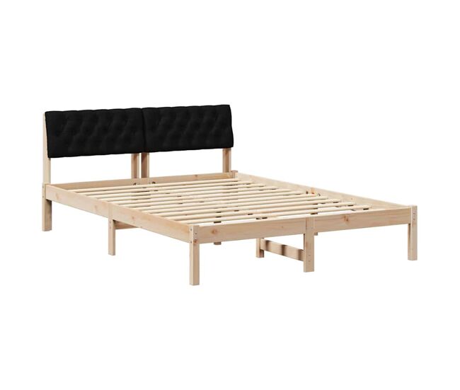 Estrutura da cama de casal simple com cabeceira castanho e preto 140 x 200 cm