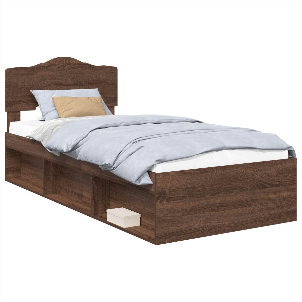 Estrutura de cama de solteiro moderno com cabeceira - carvalho marrom 90 x 190 cm