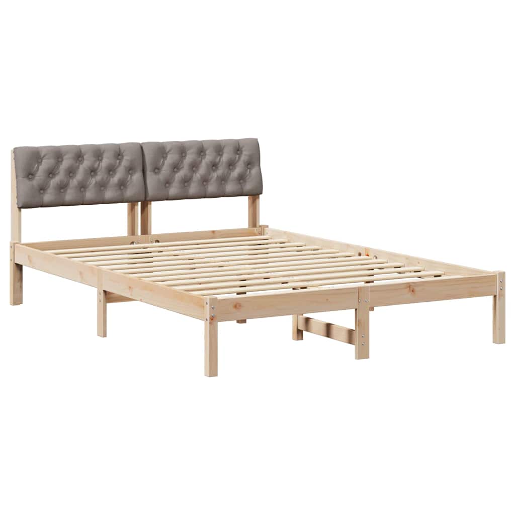 Estrutura de cama de casal com cabeceira - marrom e taupe 140 x 200 cm