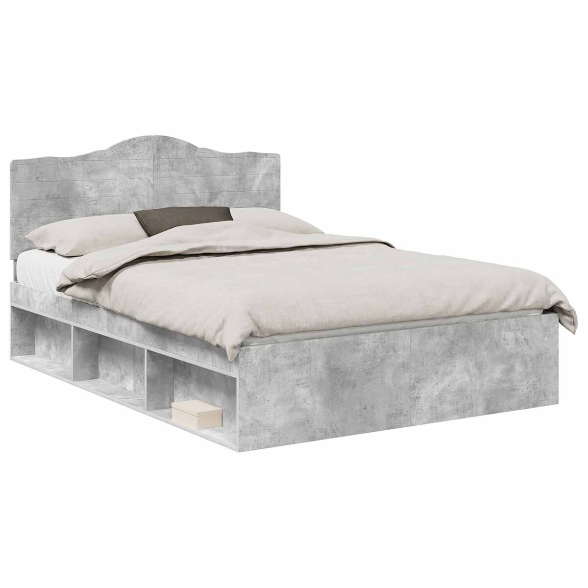 Estrutura de cama de casal para adultos com cabeceira concreto 140 x 190 cm