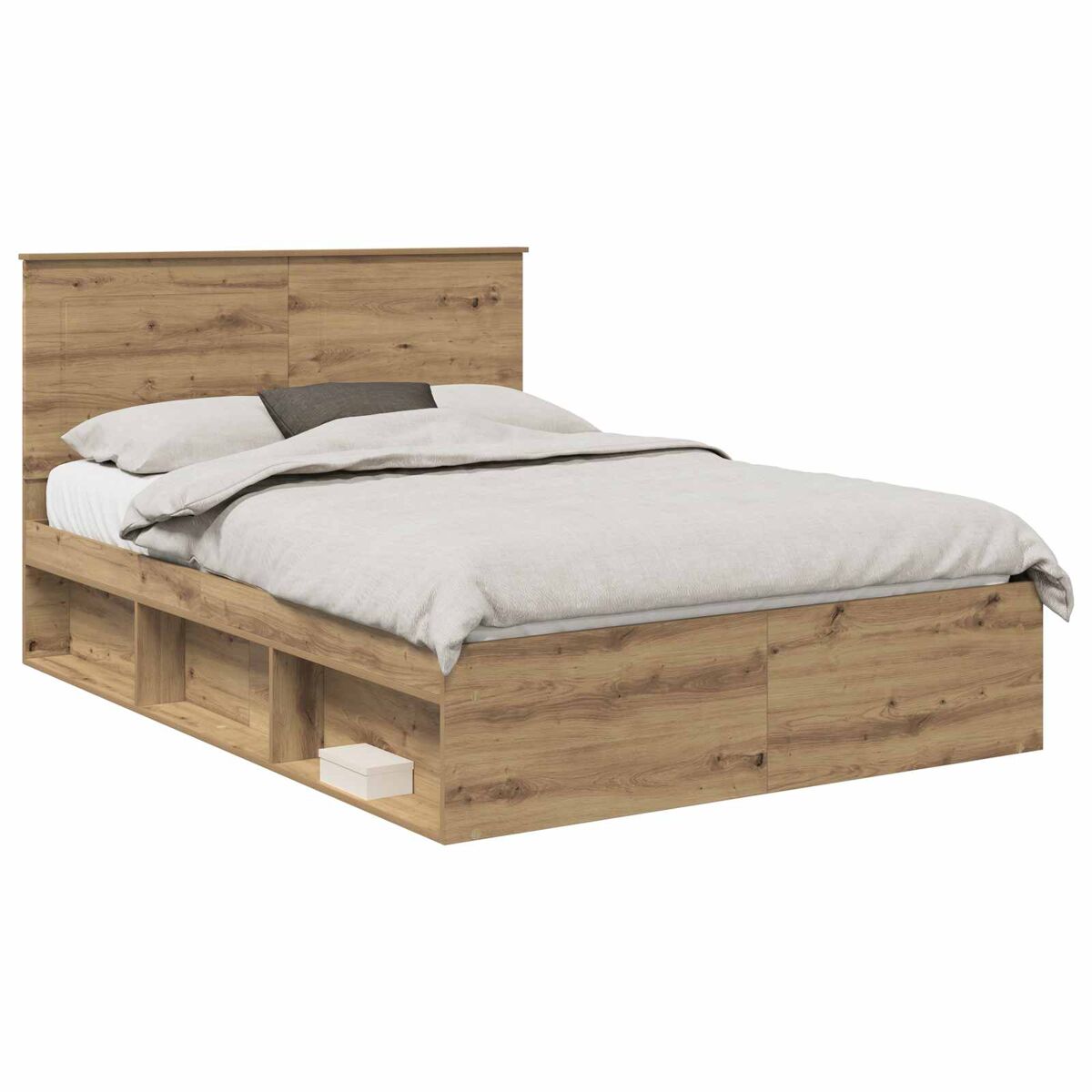 Estrutura de cama de casal moderno com cabeceira - carvalho artesanal 140 x 190 cm