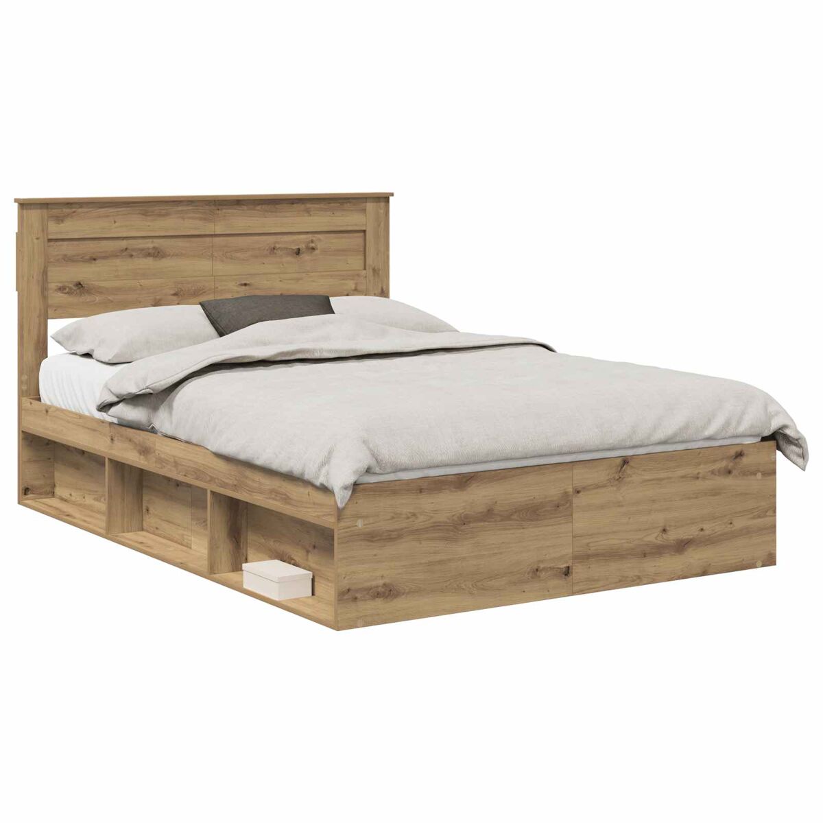 Estrutura de cama de casal moderno com cabeceira - carvalho artesanal 140 x 190 cm