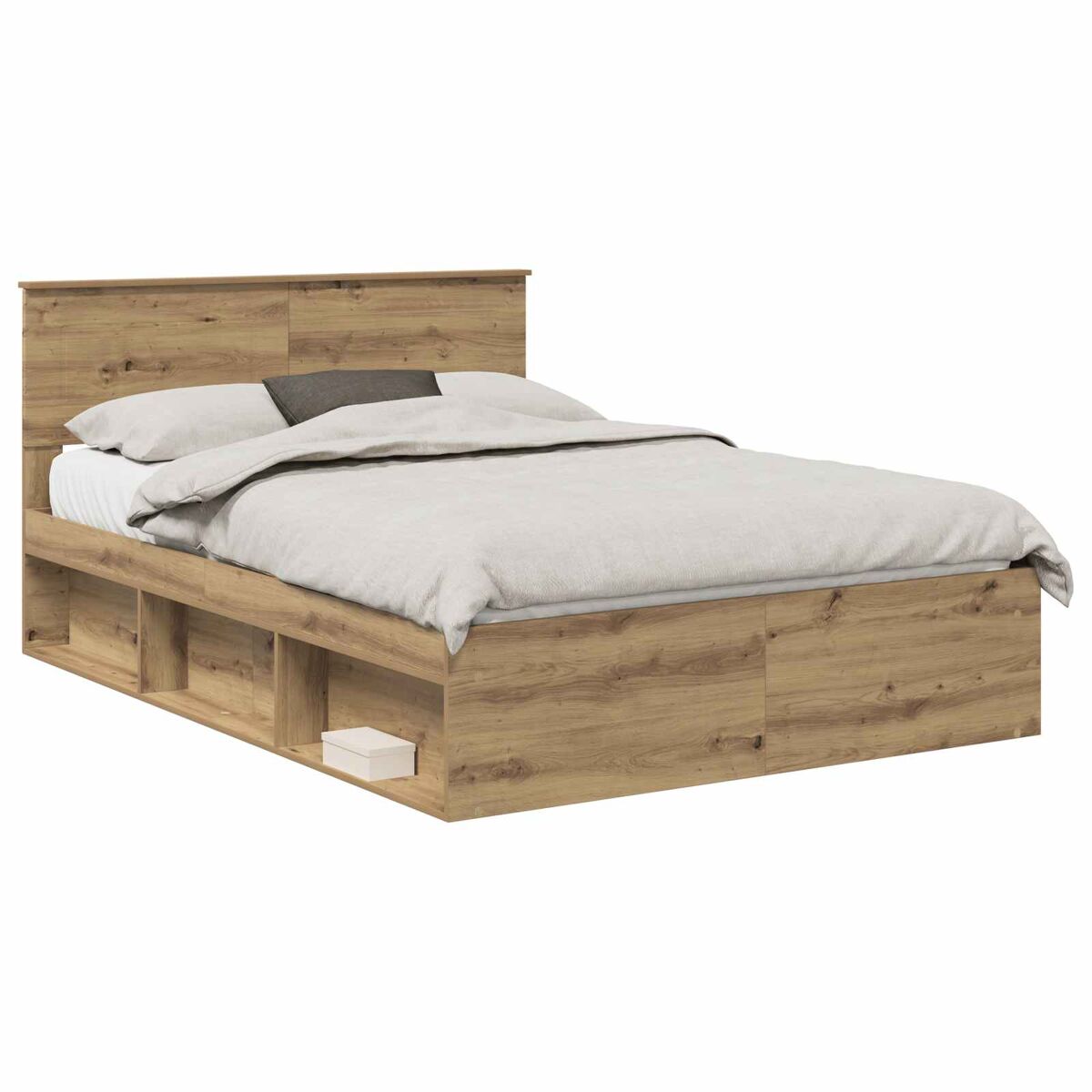 Estrutura de cama de casal moderno com cabeceira - carvalho artesanal 140 x 190 cm