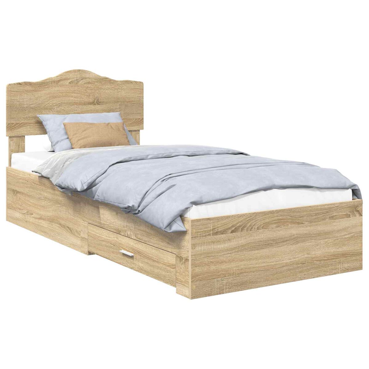 Estrutura de cama de solteiro moderno com cabeceira - carvalho sonoma 70 x 190 cm