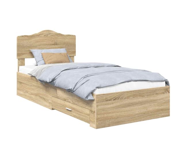 Estrutura de cama de solteiro moderno com cabeceira - carvalho sonoma 70 x 190 cm