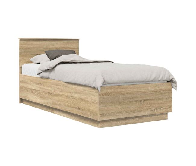 Estrutura de cama de solteiro moderno com cabeceira - carvalho sonoma 70 x 190 cm