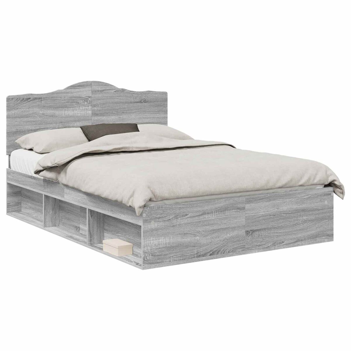 Estrutura da cama de casal simple com cabeceira cinza sonoma 140 x 200 cm