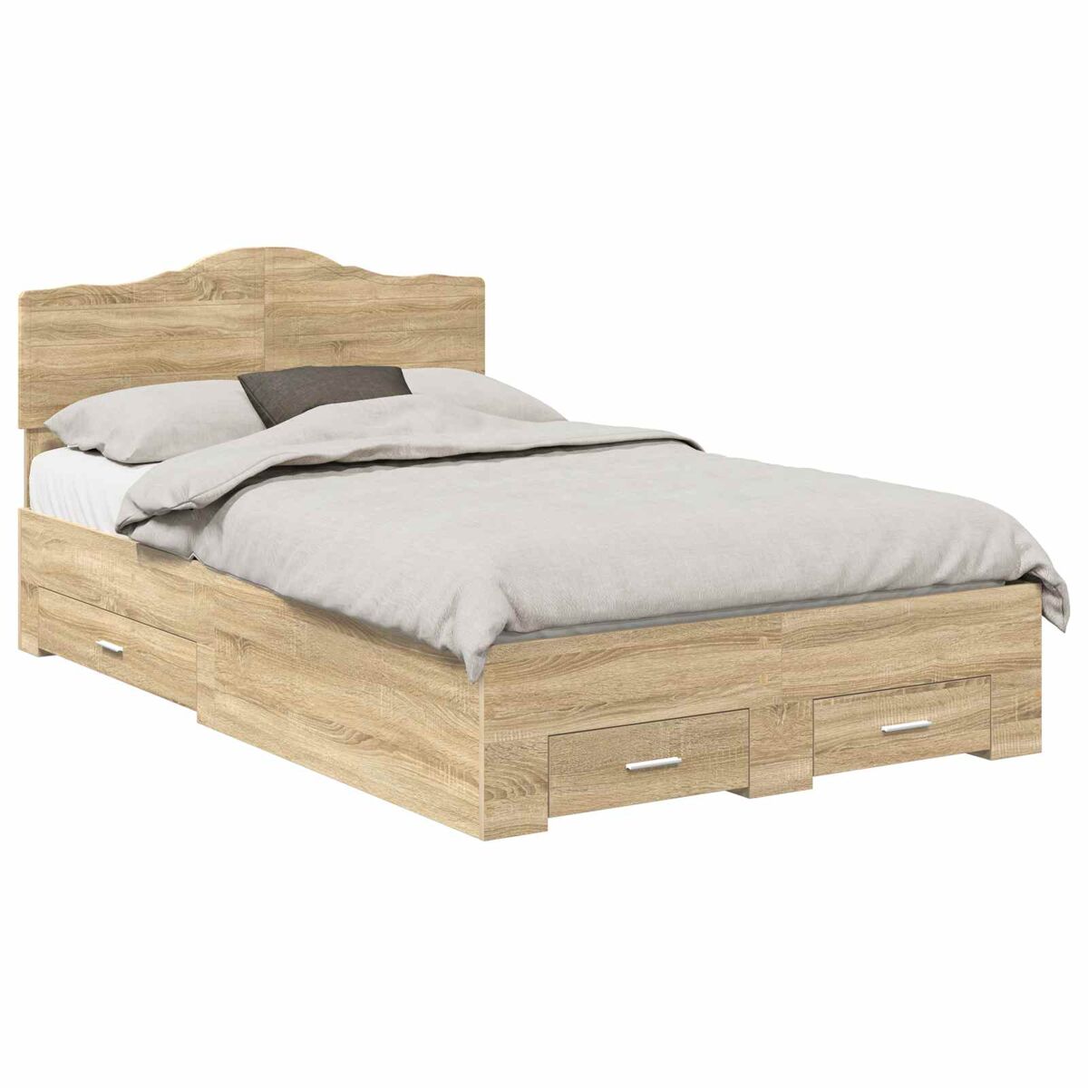 Estrutura da cama de casal moderno com cabeceira carvalho sonoma 135 x 190 cm