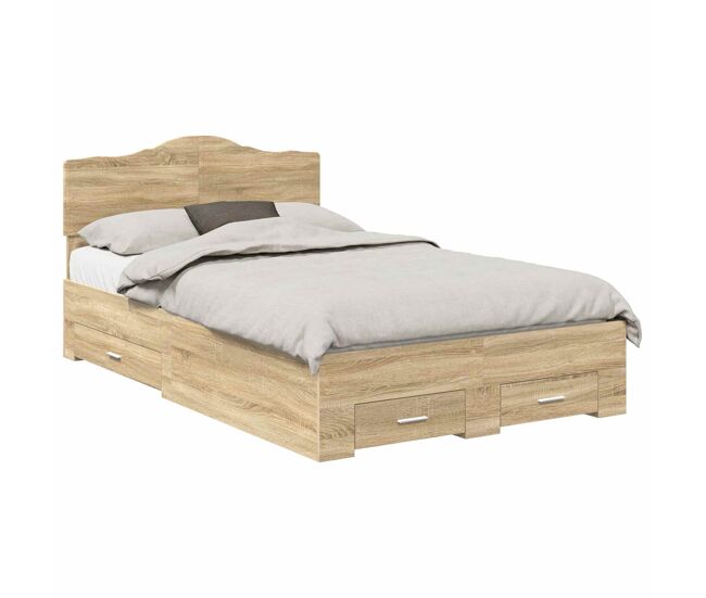 Estrutura da cama de casal moderno com cabeceira carvalho sonoma 135 x 190 cm