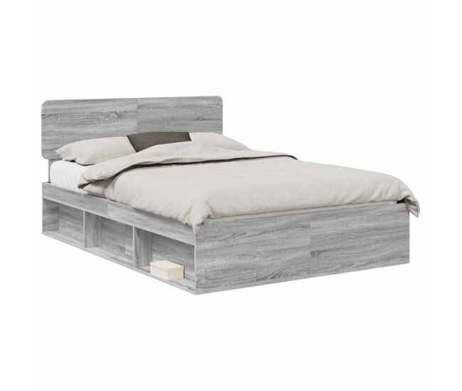 Estrutura da cama de casal simple com cabeceira cinza sonoma 140 x 190 cm
