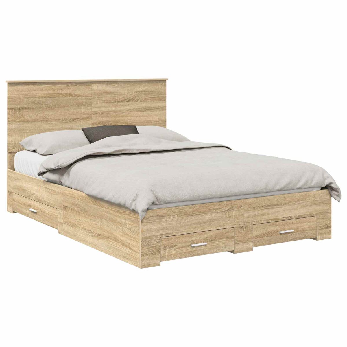 Estrutura da cama de casal moderno com cabeceira carvalho sonoma 140 x 190 cm