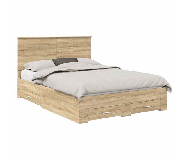 Estrutura da cama de casal moderno com cabeceira carvalho sonoma 140 x 190 cm
