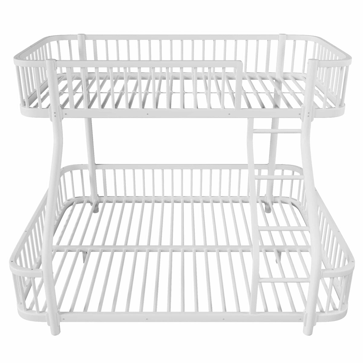Beliche 90 x 200 cm e 140 x 200 cm - estrutura metálica, grade de segurança, escada, sem colchão - branco